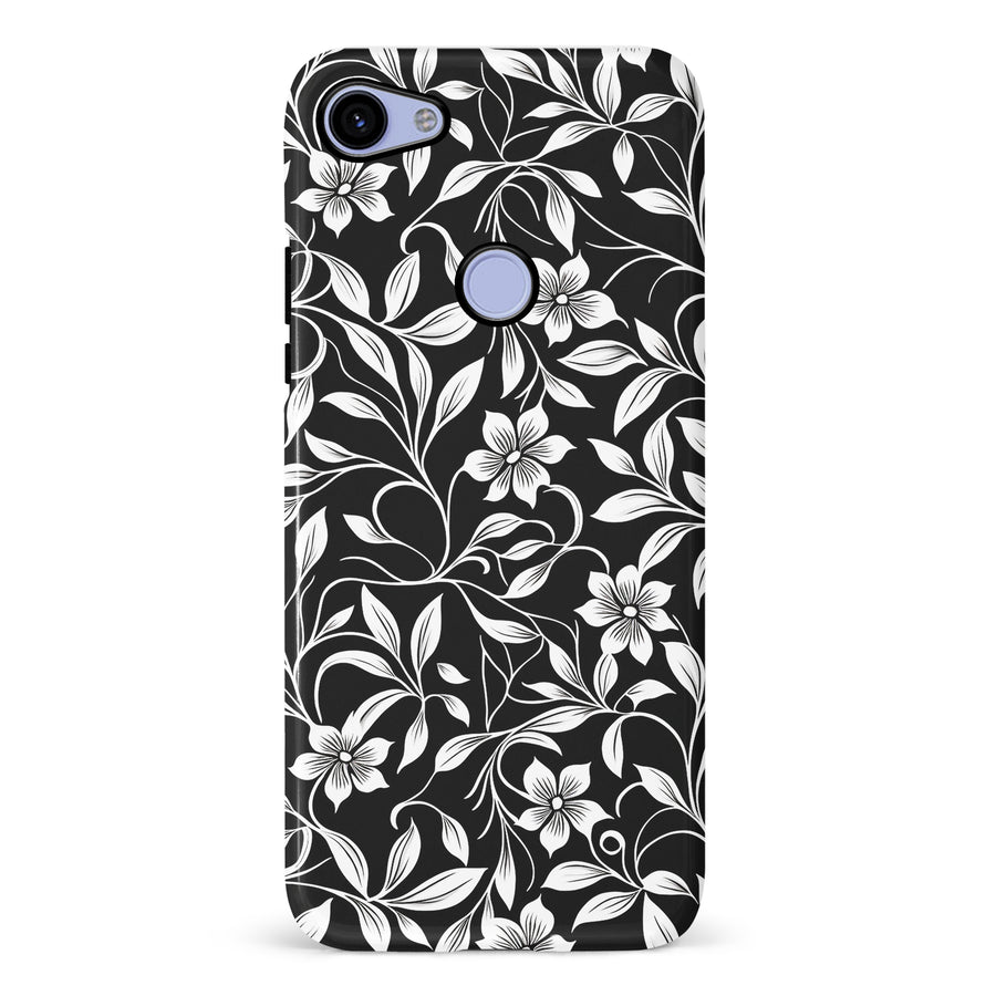 Google Pixel 3A XL Monochrome Floral Phone Case in Black and White