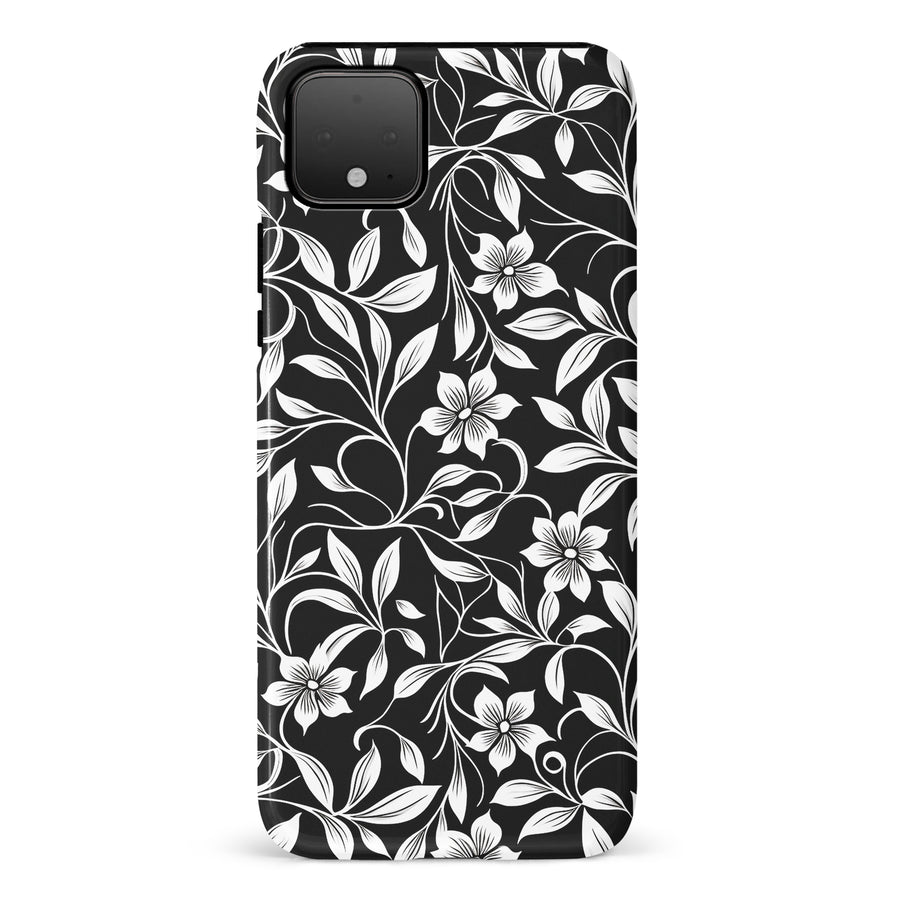Google Pixel 4 XL Monochrome Floral Phone Case in Black and White