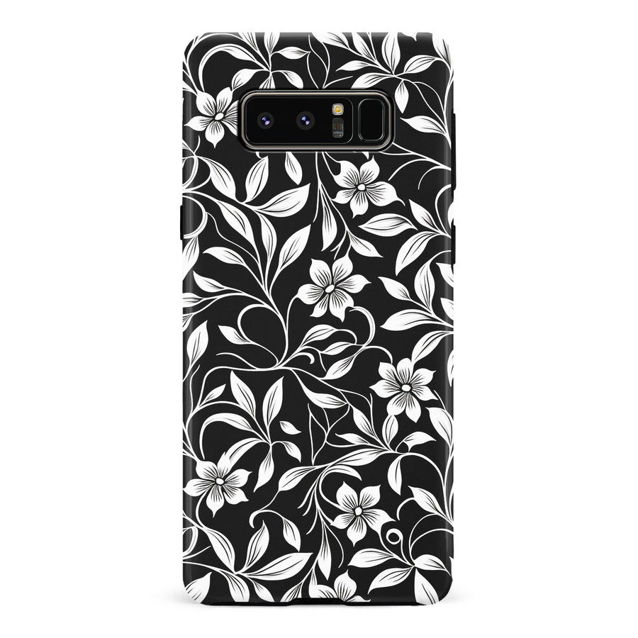 Samsung Galaxy Note 8 Monochrome Floral Phone Case in Black and White