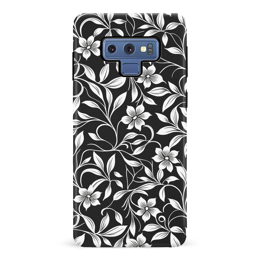 Samsung Galaxy Note 9 Monochrome Floral Phone Case in Black and White