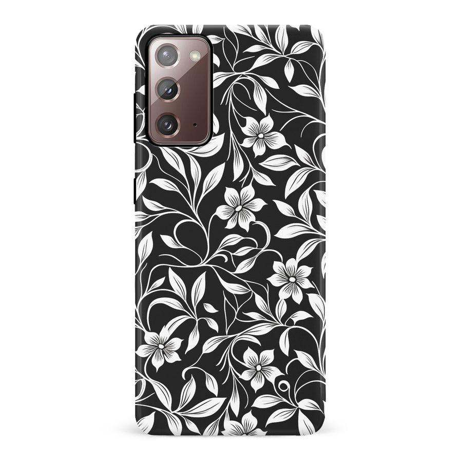Samsung Galaxy Note 20 Monochrome Floral Phone Case in Black and White