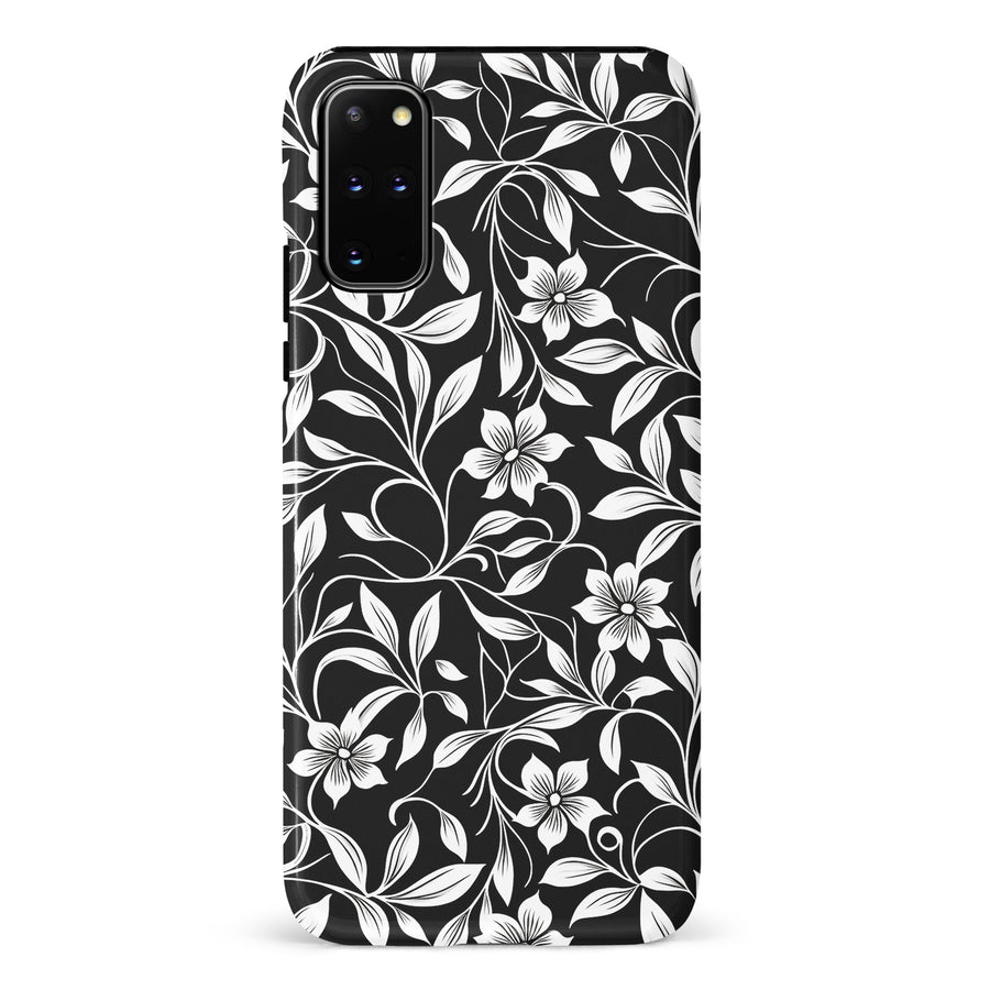 Samsung Galaxy S20 Plus Monochrome Floral Phone Case in Black and White