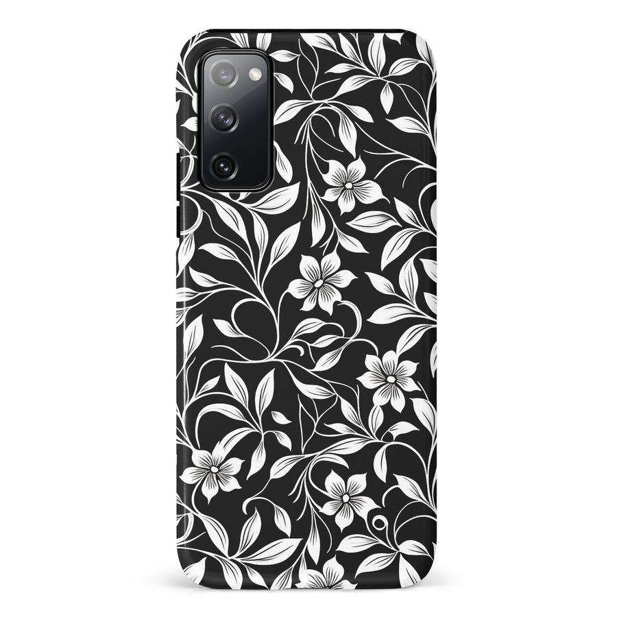 Samsung Galaxy S20 FE Monochrome Floral Phone Case in Black and White