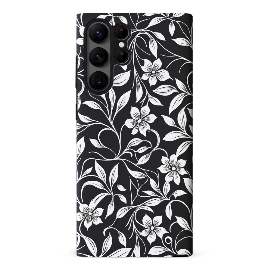 iPhone 7/8/SE Monochrome Floral Phone Case in Black and White