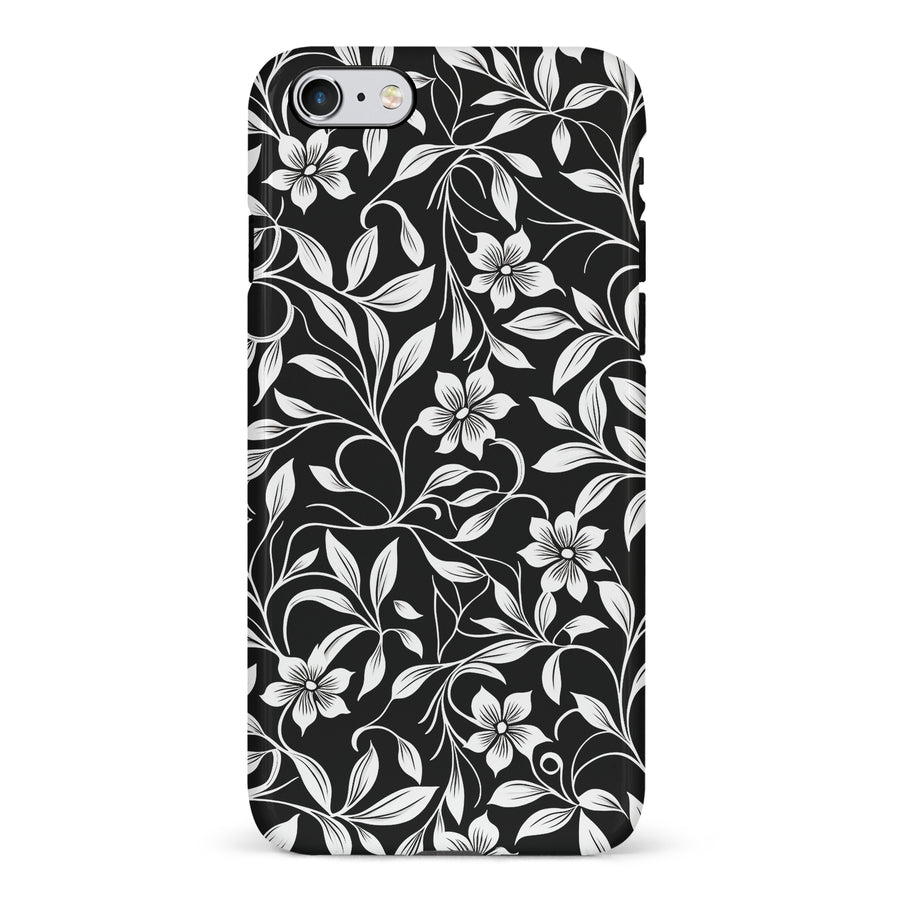 iPhone 8 Plus Monochrome Floral Phone Case in Black and White