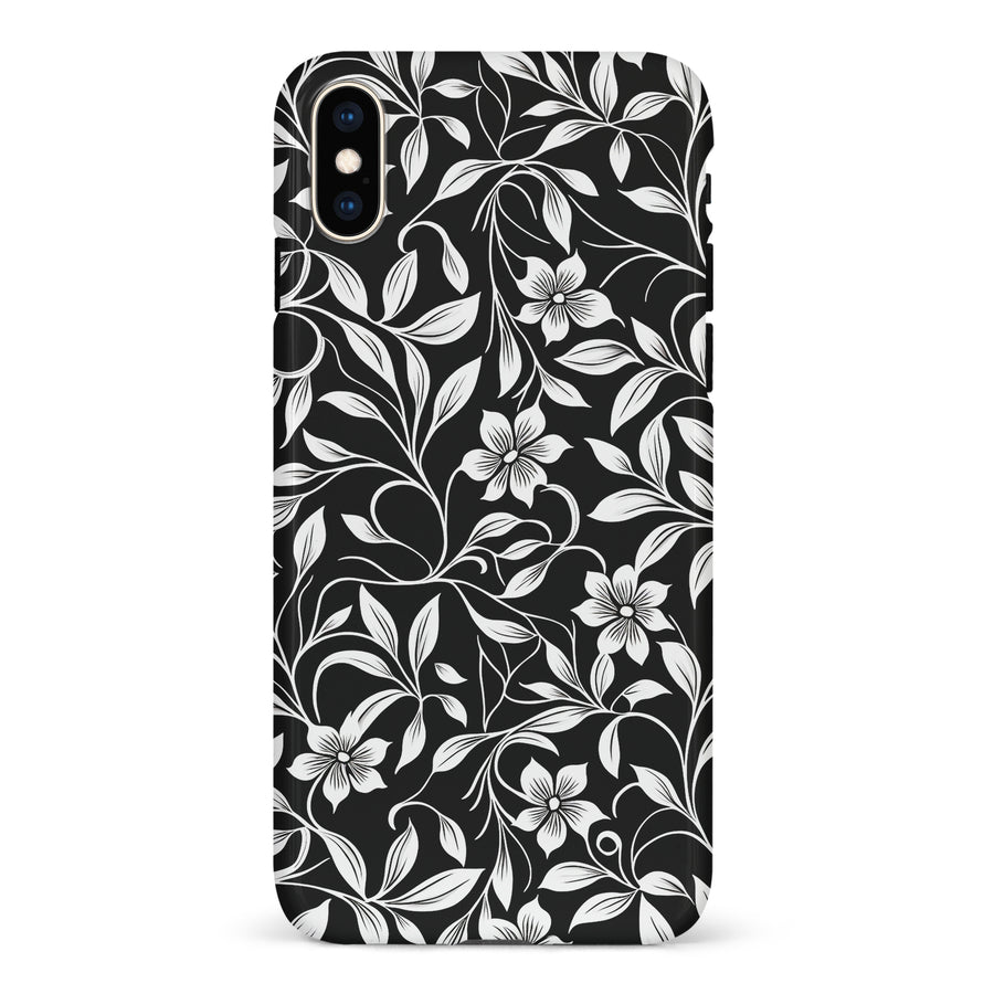 iPhone XS Max Monochrome Floral Phone Case in Black and White