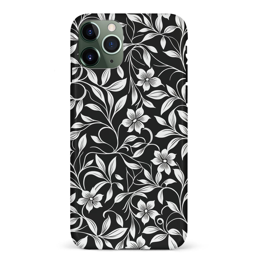 iPhone 11 Pro Monochrome Floral Phone Case in Black and White