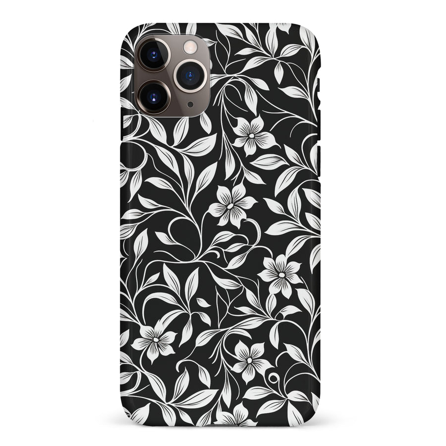 iPhone 11 Pro Max Monochrome Floral Phone Case in Black and White