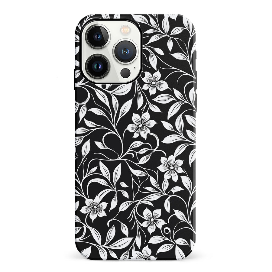 iPhone 13 Pro Monochrome Floral Phone Case in Black and White