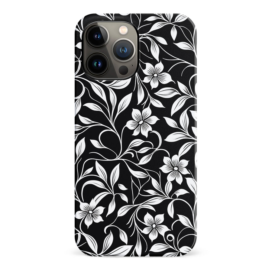iPhone 13 Pro Max Monochrome Floral Phone Case in Black and White