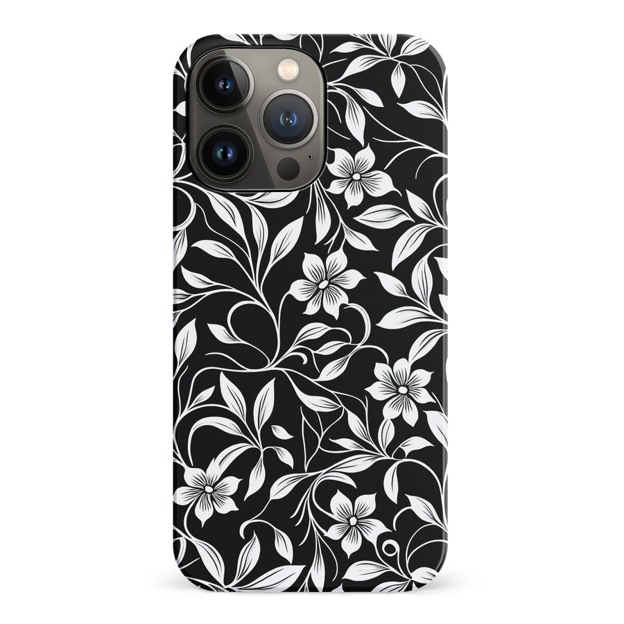 iPhone 14 Pro Monochrome Floral Phone Case in Black and White