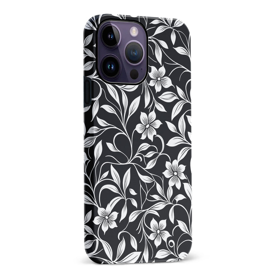 iPhone 14 Pro Max Monochrome Floral Phone Case in Black and White