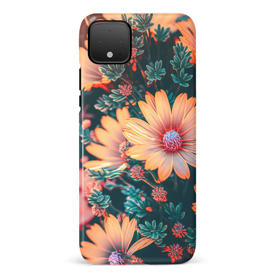 Google Pixel 4 Floral Phone Case in Orange