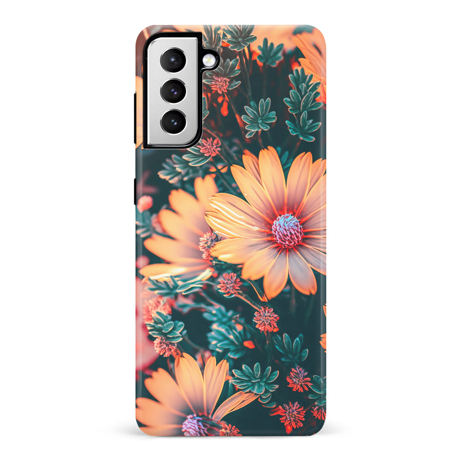 Samsung Galaxy S21 Floral Phone Case in Orange