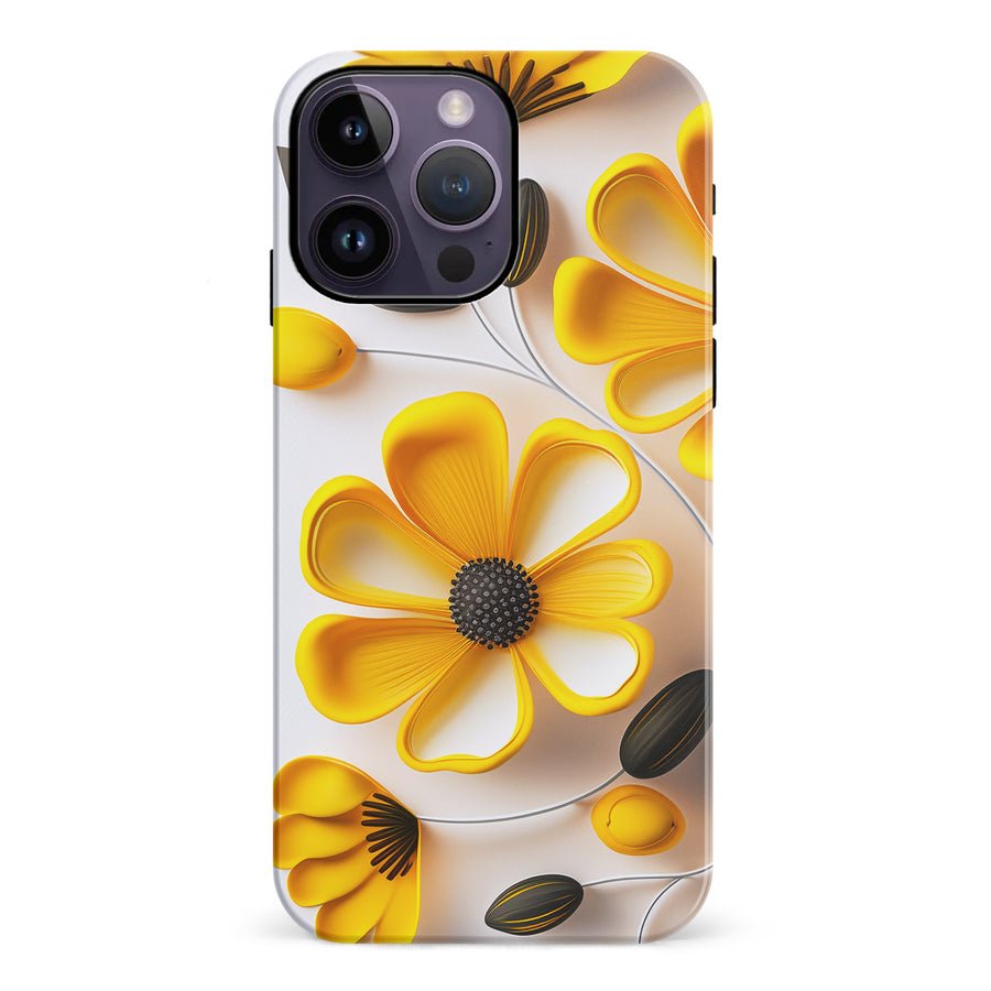 iPhone 14 Pro Max Black-Eyed Susan Phone Case in White