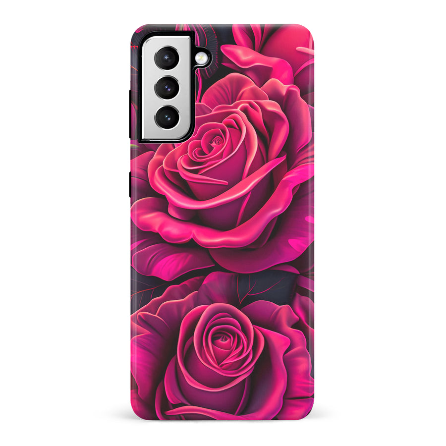 Samsung Galaxy S21 Rose Phone Case in Magenta