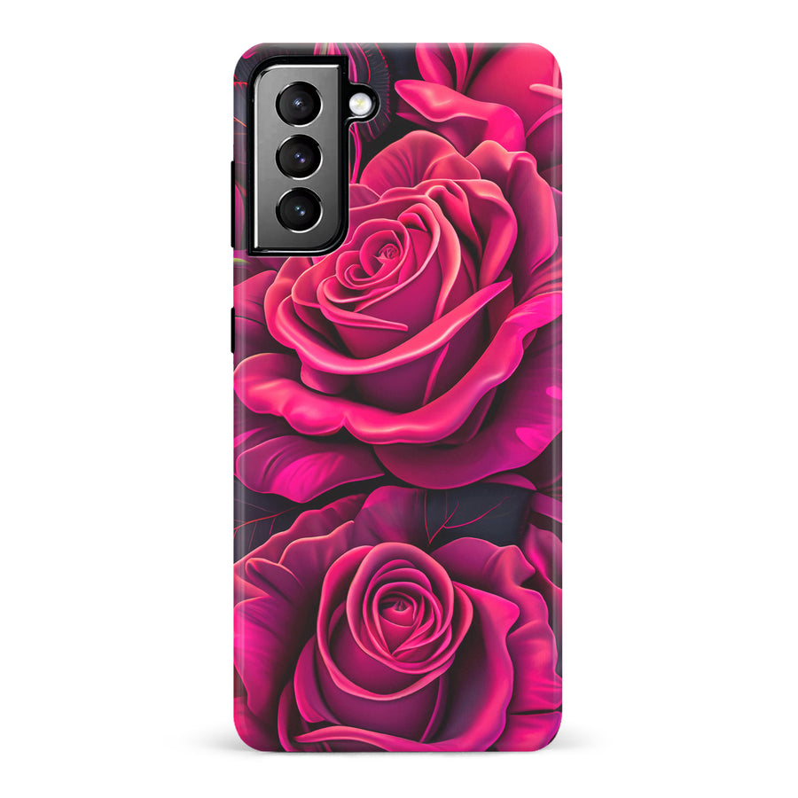 Samsung Galaxy S21 Plus Rose Phone Case in Magenta