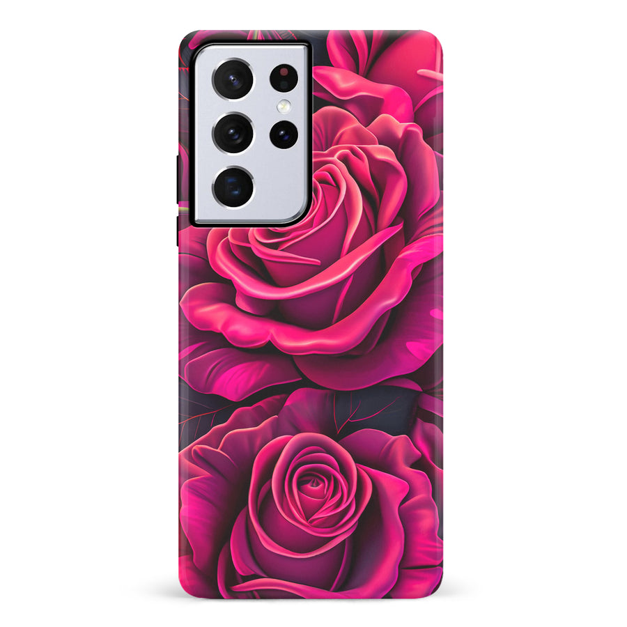 Samsung Galaxy S21 Ultra Rose Phone Case in Magenta