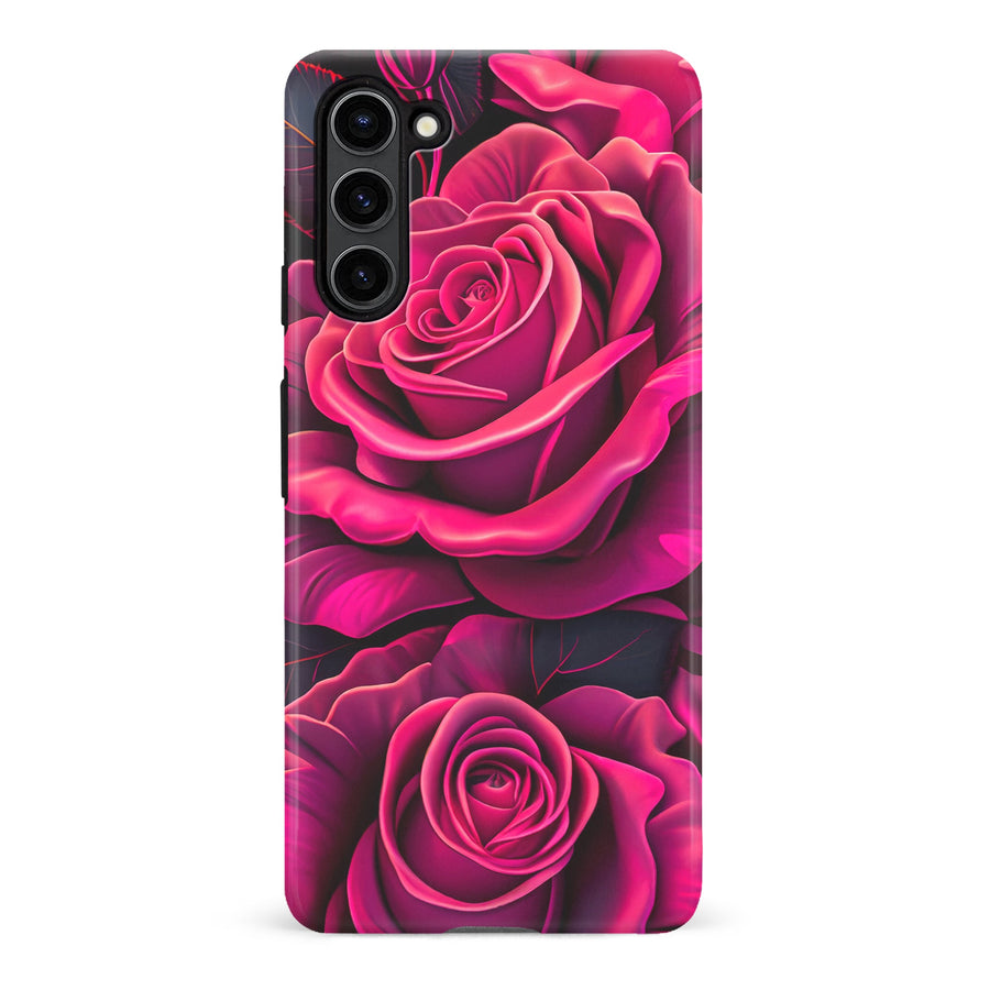 Samsung S23 Plus Magenta Rose Floral Phone Case