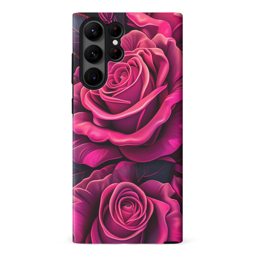 Samsung S23 Ultra Magenta Rose Floral Phone Case