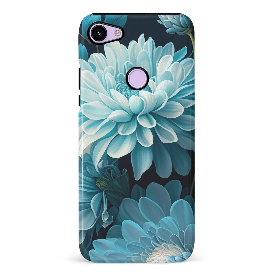 Google Pixel 3 Chrysanthemum Phone Case in Blue Green