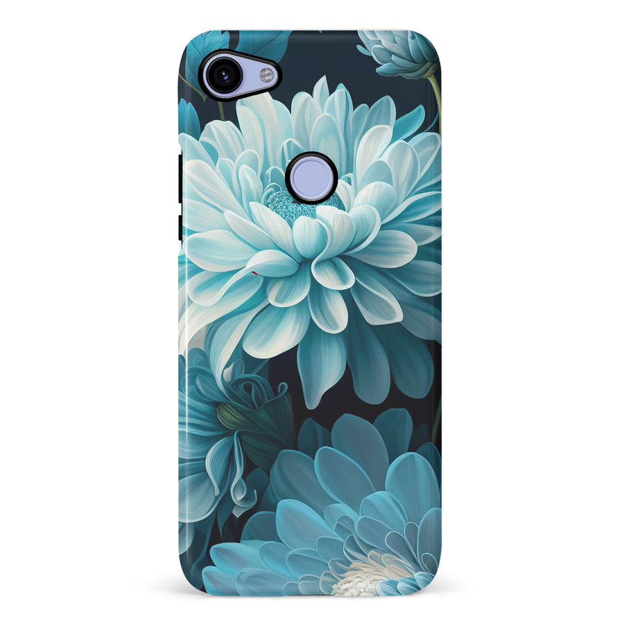 Google Pixel 3A XL Chrysanthemum Phone Case in Blue Green