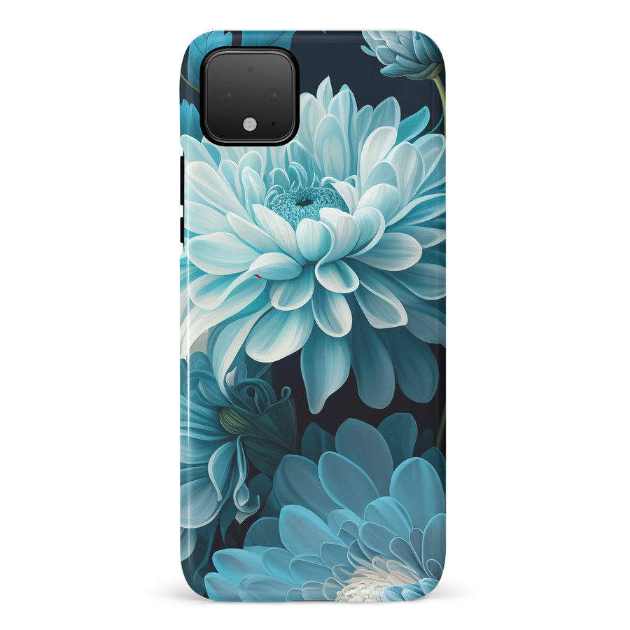 Google Pixel 4 Chrysanthemum Phone Case in Blue Green