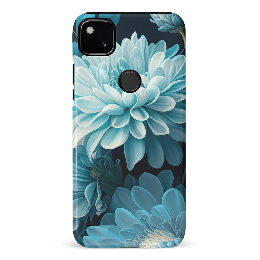 Google Pixel 4A Chrysanthemum Phone Case in Blue Green