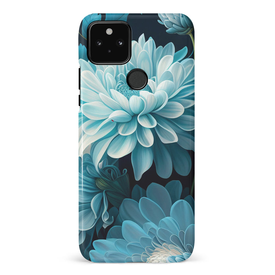 Google Pixel 5 Chrysanthemum Phone Case in Blue Green