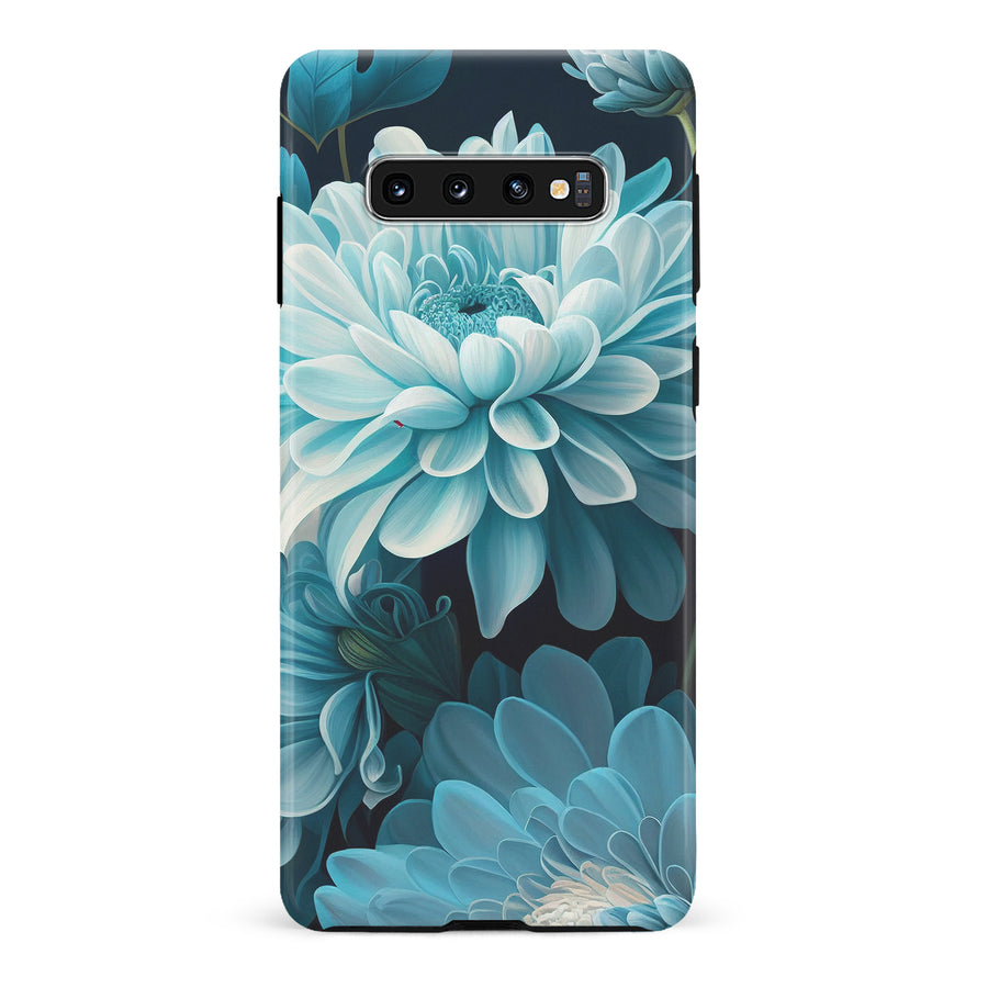 Samsung Galaxy S10 Chrysanthemum Phone Case in Blue Green