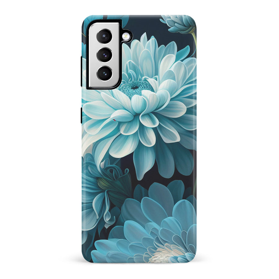 Samsung Galaxy S21 Chrysanthemum Phone Case in Blue Green