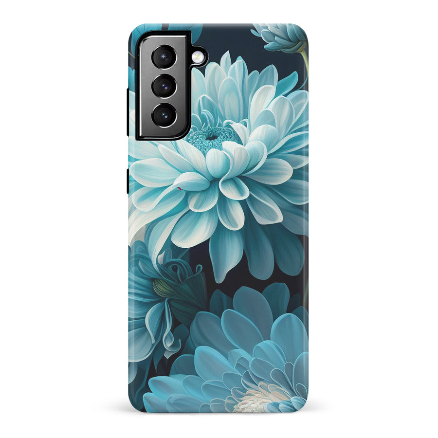 Samsung Galaxy S21 Plus Chrysanthemum Phone Case in Blue Green