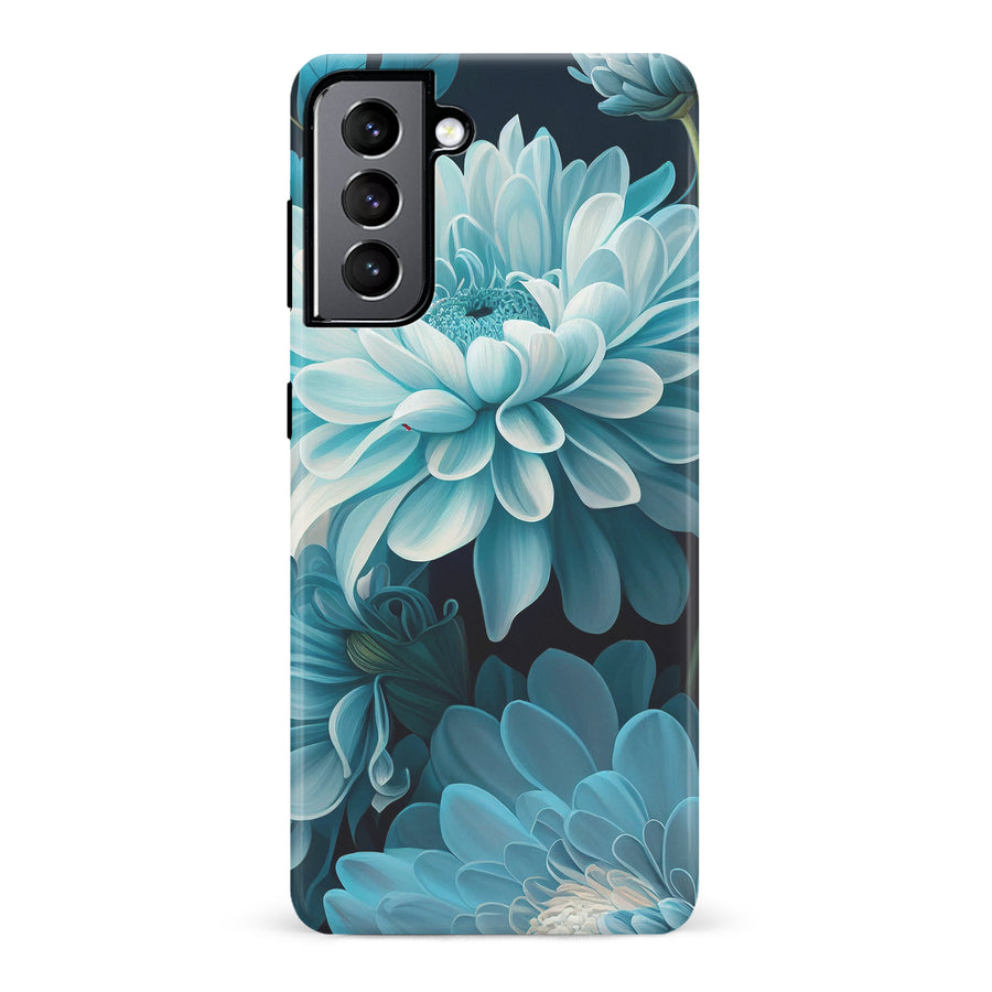 Samsung Galaxy S22 Chrysanthemum Phone Case in Blue Green