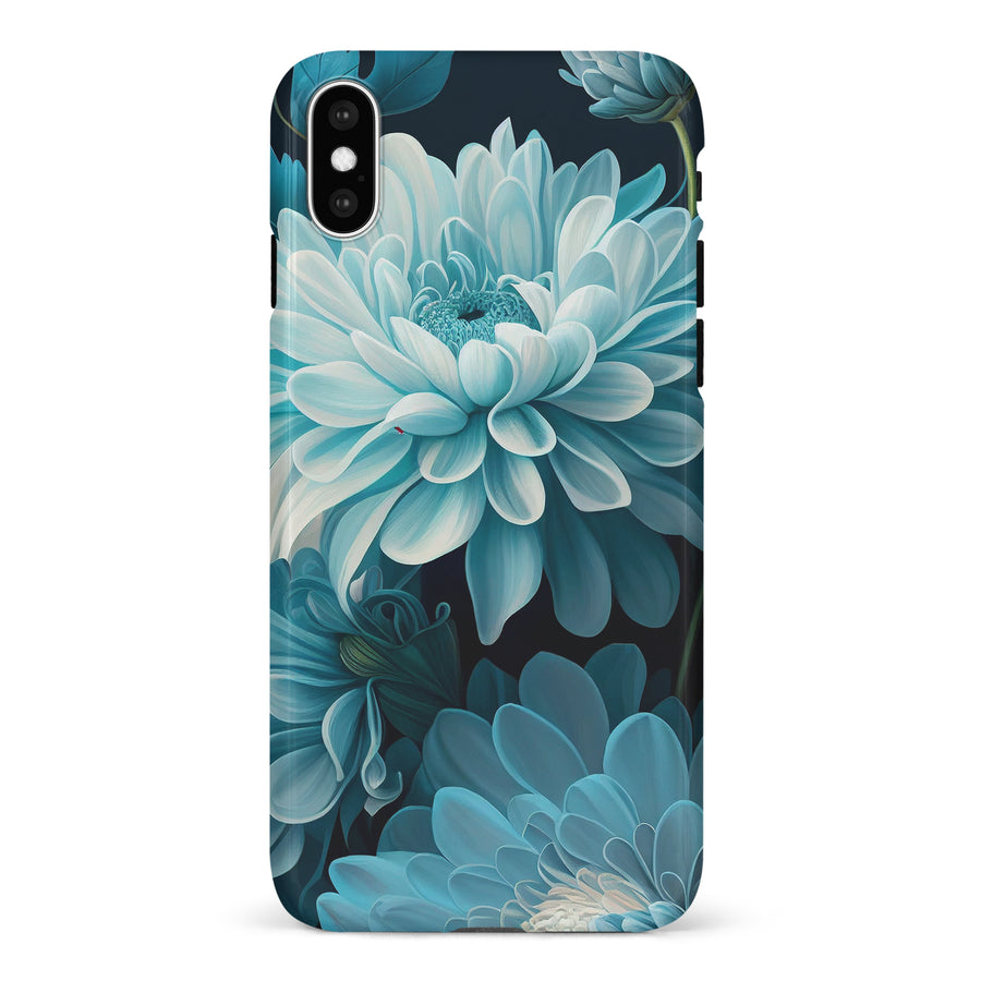 iPhone X/XS Chrysanthemum Phone Case in Blue Green