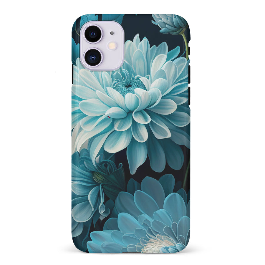 iPhone 11 Chrysanthemum Phone Case in Blue Green
