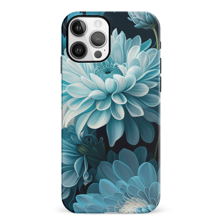 iPhone 12 Chrysanthemum Phone Case in Blue Green