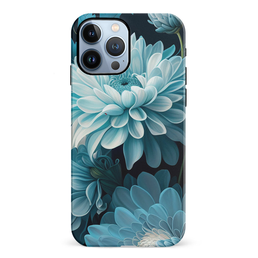 iPhone 12 Pro Chrysanthemum Phone Case in Blue Green