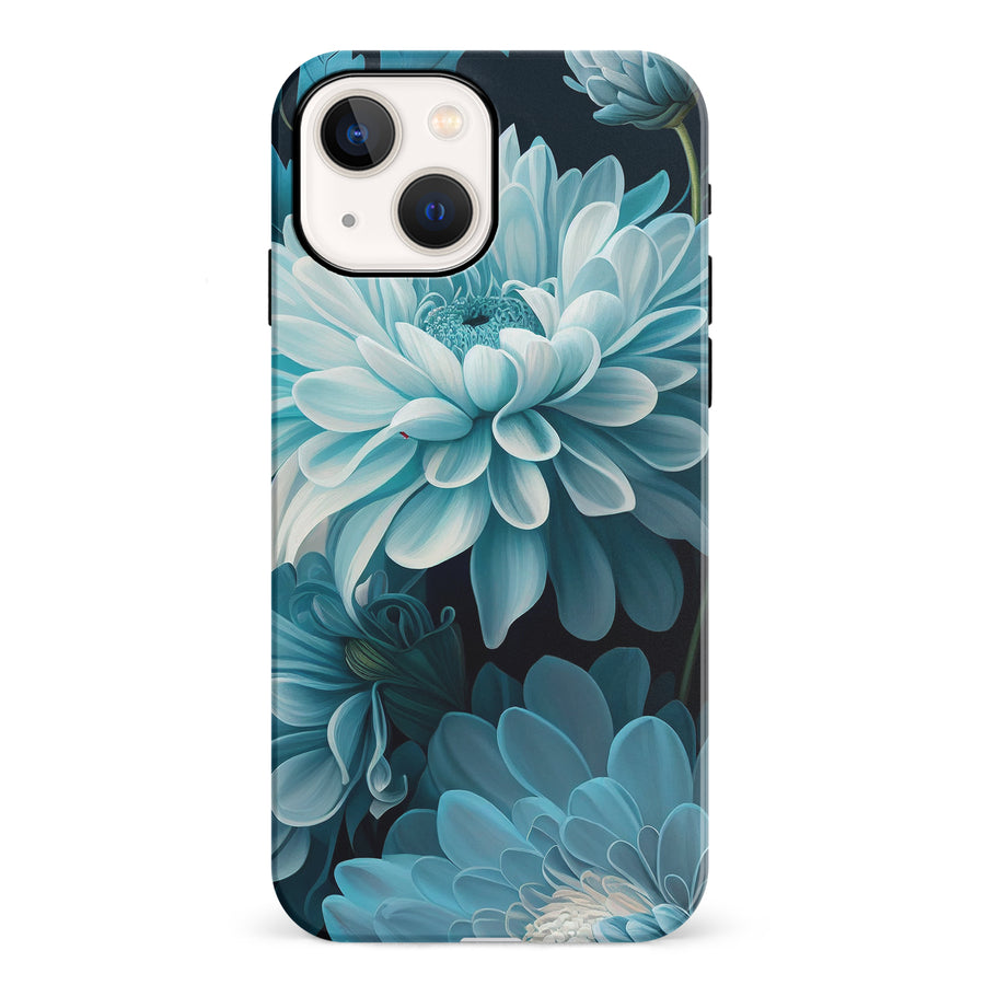 iPhone 13 Chrysanthemum Phone Case in Blue Green