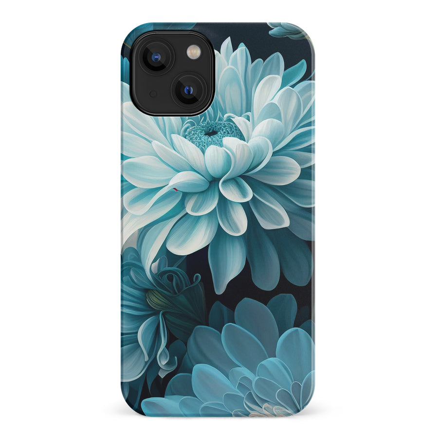 iPhone 14 Chrysanthemum Phone Case in Blue Green