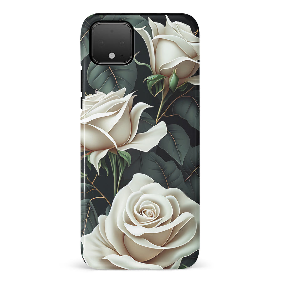 Google Pixel 4 XL White Roses Phone Case in Green