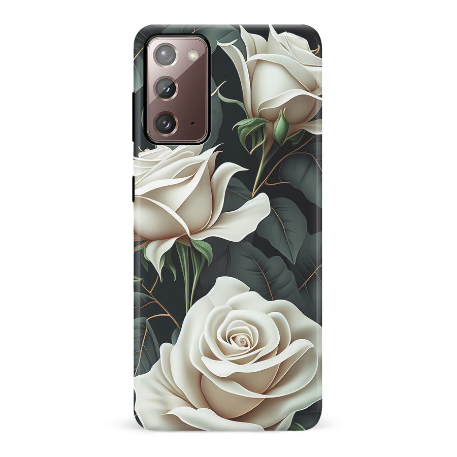 Samsung Galaxy Note 20 White Roses Phone Case in Green