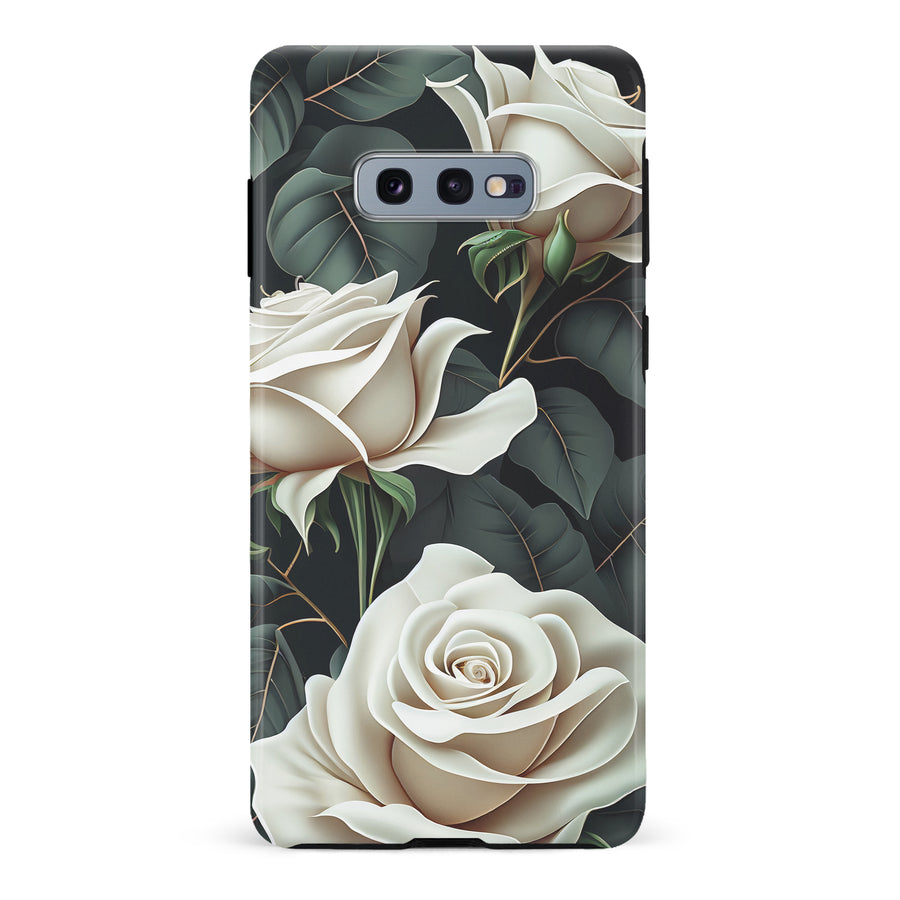 Samsung Galaxy S10e White Roses Phone Case in Green