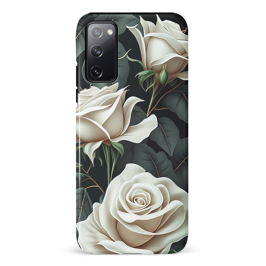Samsung Galaxy S20 FE White Roses Phone Case in Green