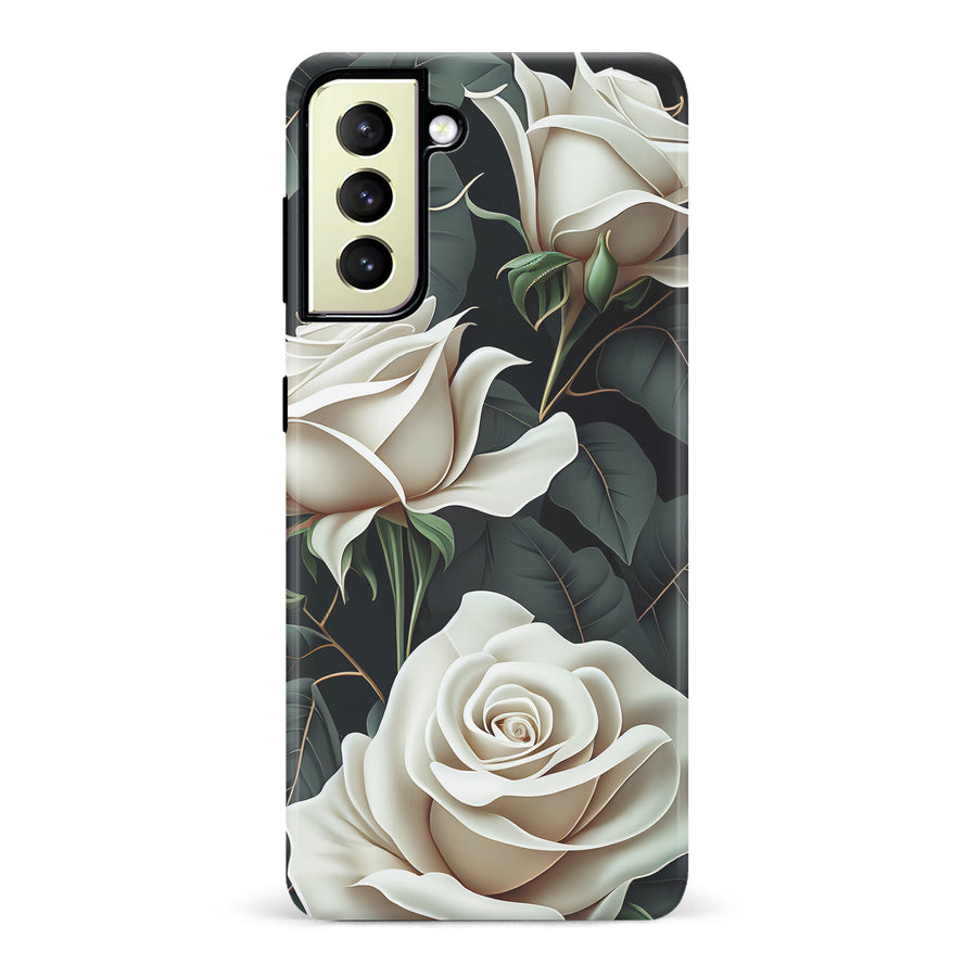 Samsung Galaxy S22 Plus White Roses Phone Case in Green