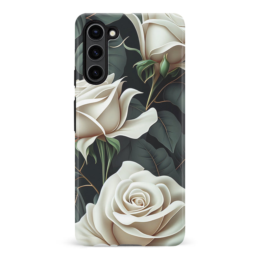 Samsung S23 Plus White Roses Floral Phone Case