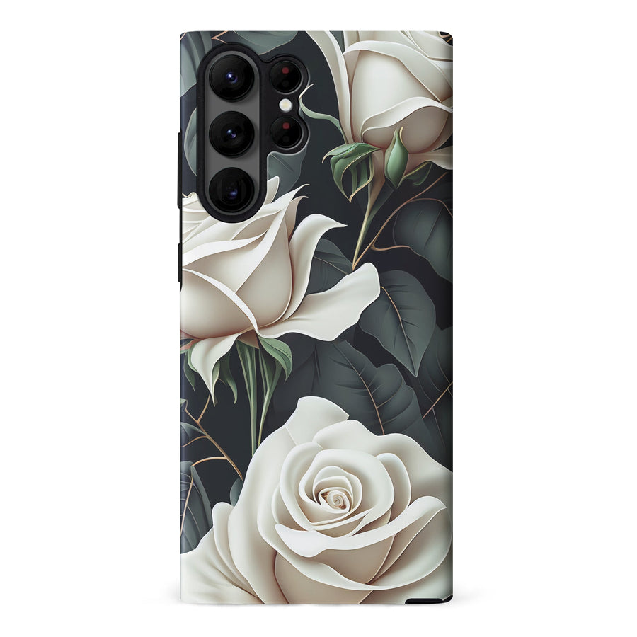 Samsung S23 White Roses Floral Phone Case