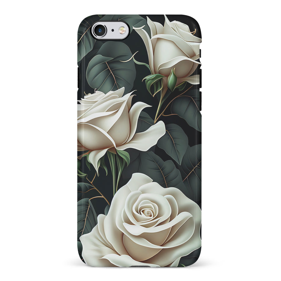 iPhone 6 White Roses Phone Case in Green