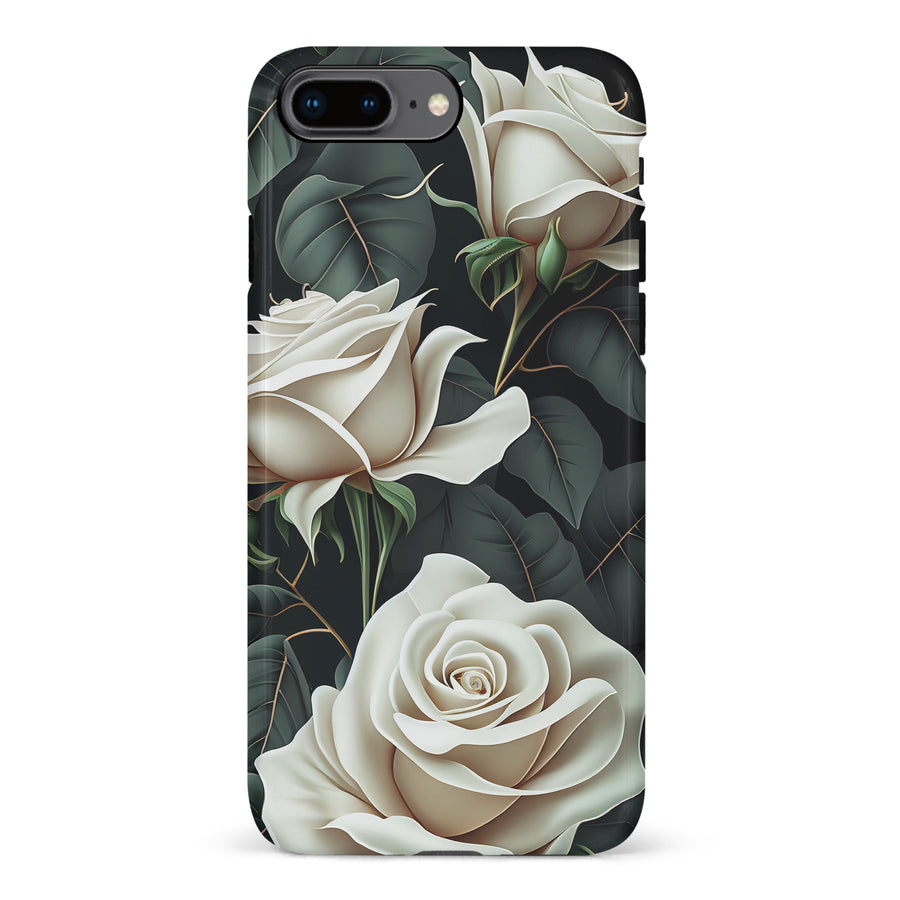 iPhone 8 Plus White Roses Phone Case in Green