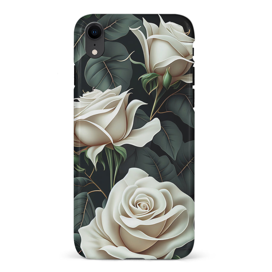 iPhone XR White Roses Phone Case in Green