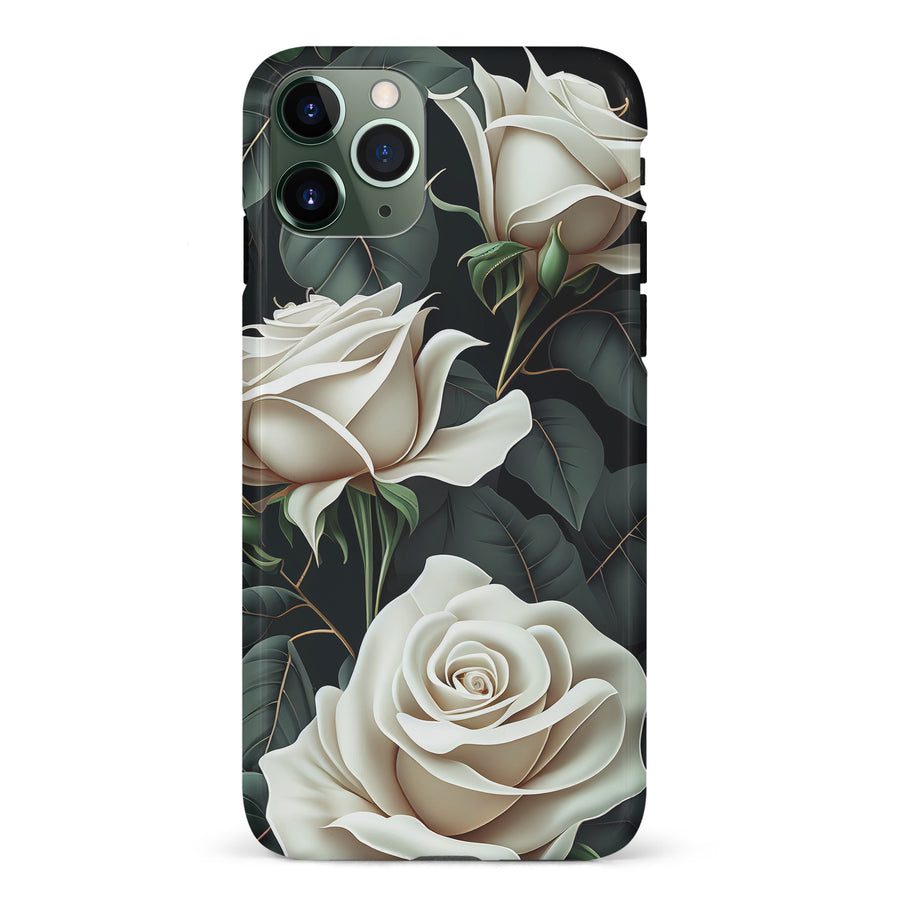 iPhone 11 Pro White Roses Phone Case in Green